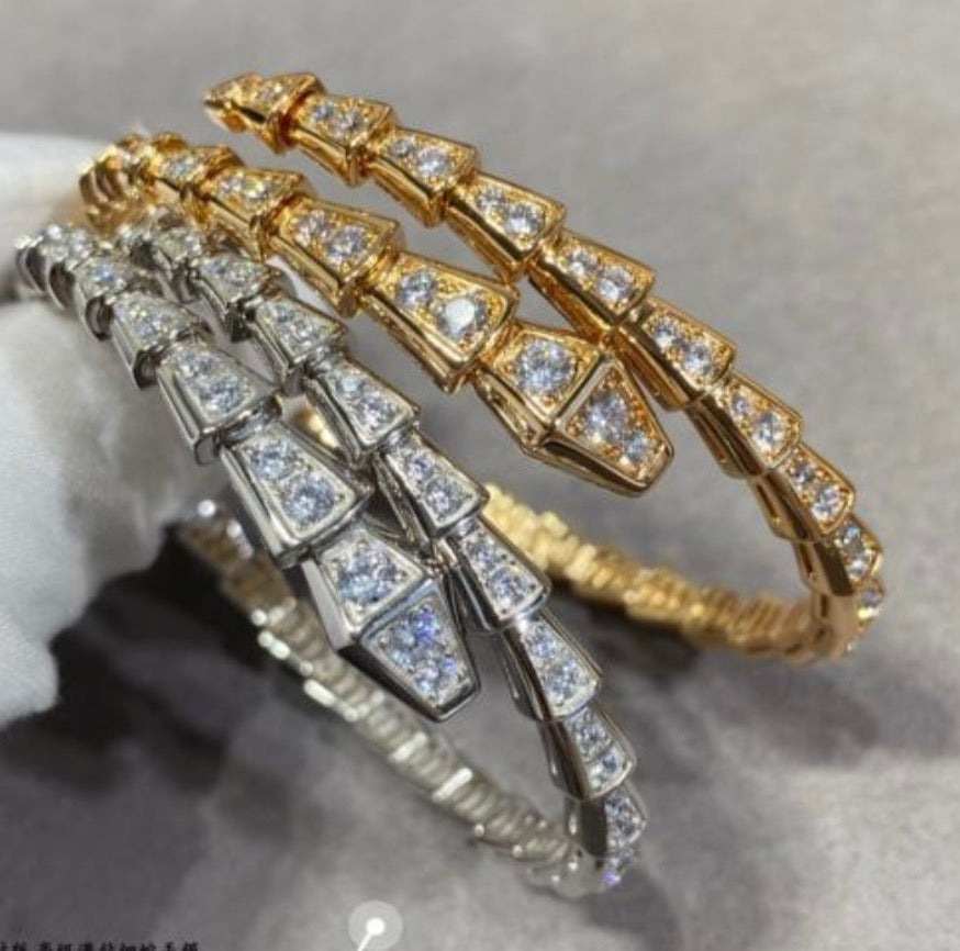 Snake Bracelet with Simulated Diamonds