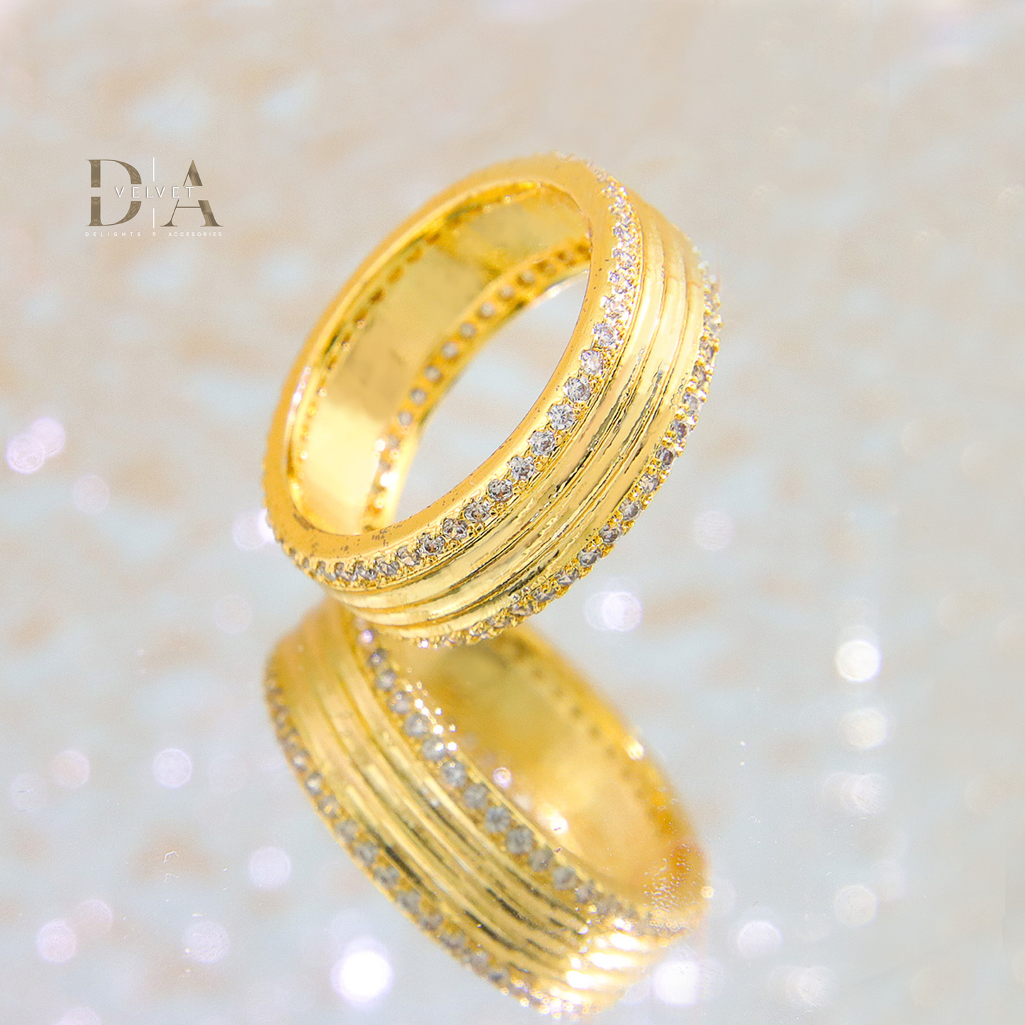 Middle East Style Sample Engagement Rings Brass 21K Cubic Zirconia Gold Plated