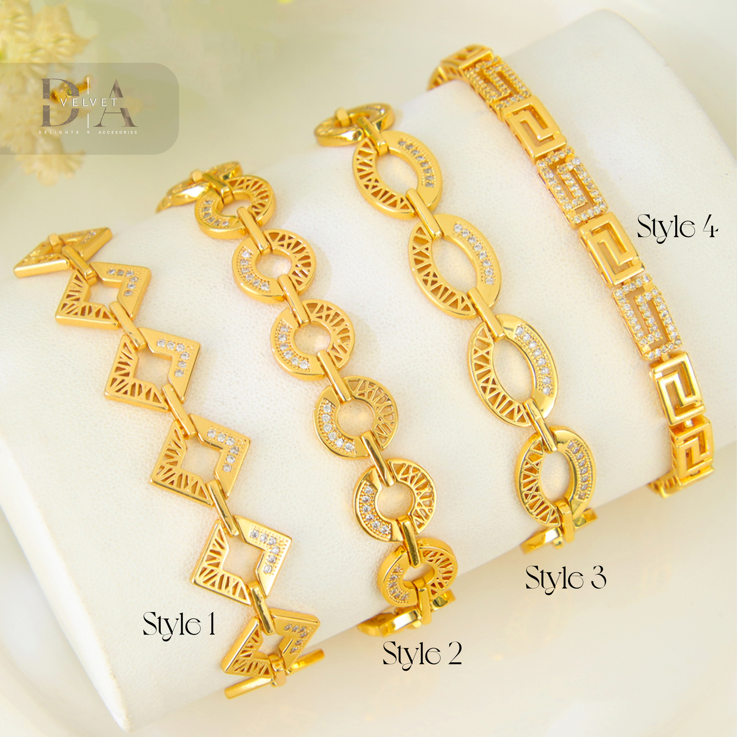 Elegant Lady Italian Charm Bracelets 21K Gold Plated
