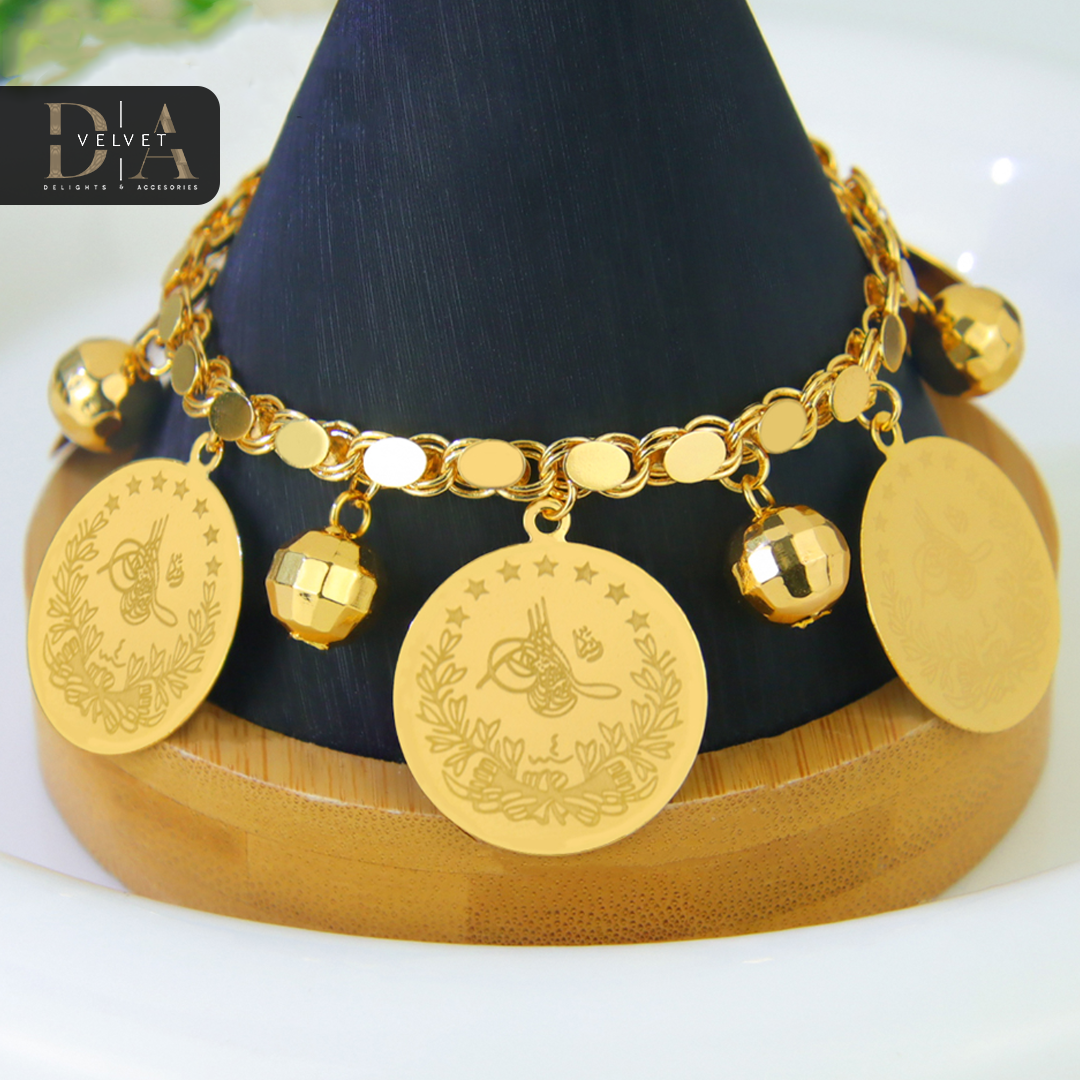 Gold Plated Coin Bracelets Dubai Style Pendant Charm Bracelets for Women