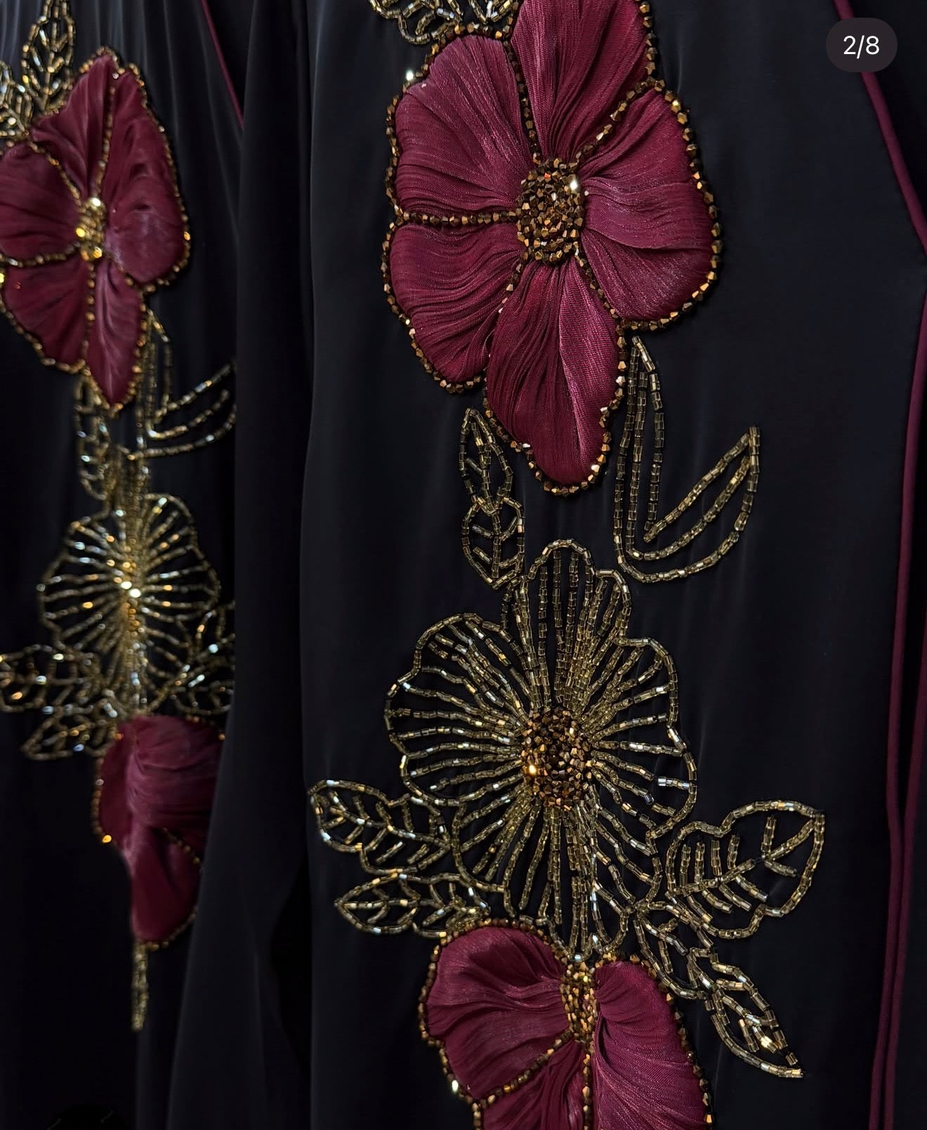 Burgundy Bloom Abaya