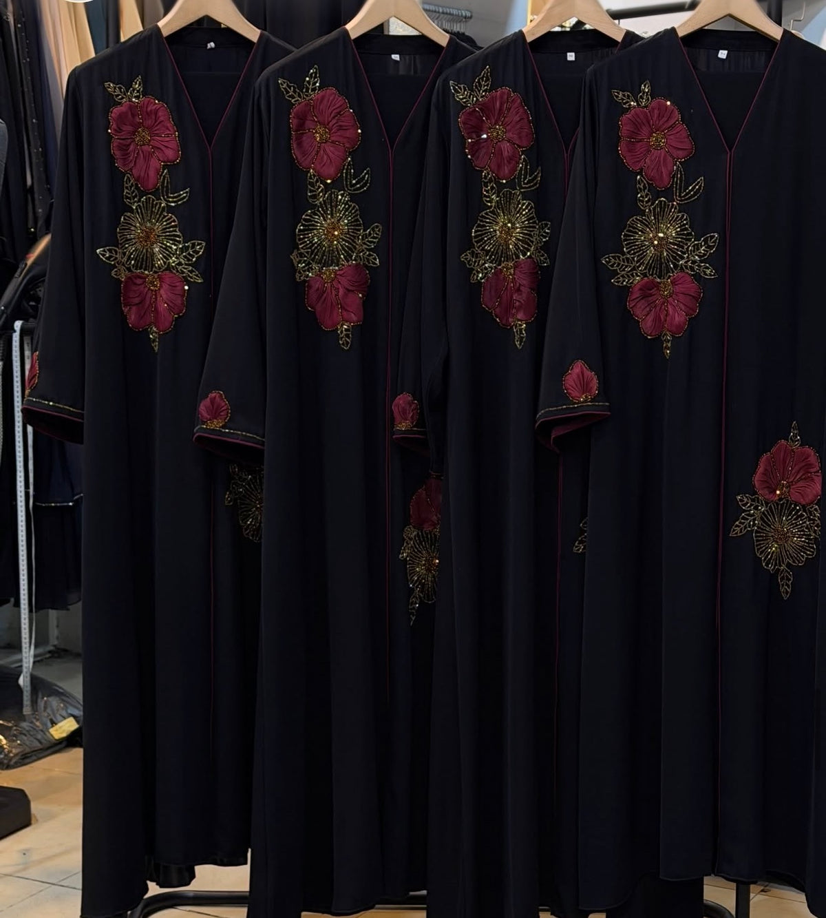 Burgundy Bloom Abaya