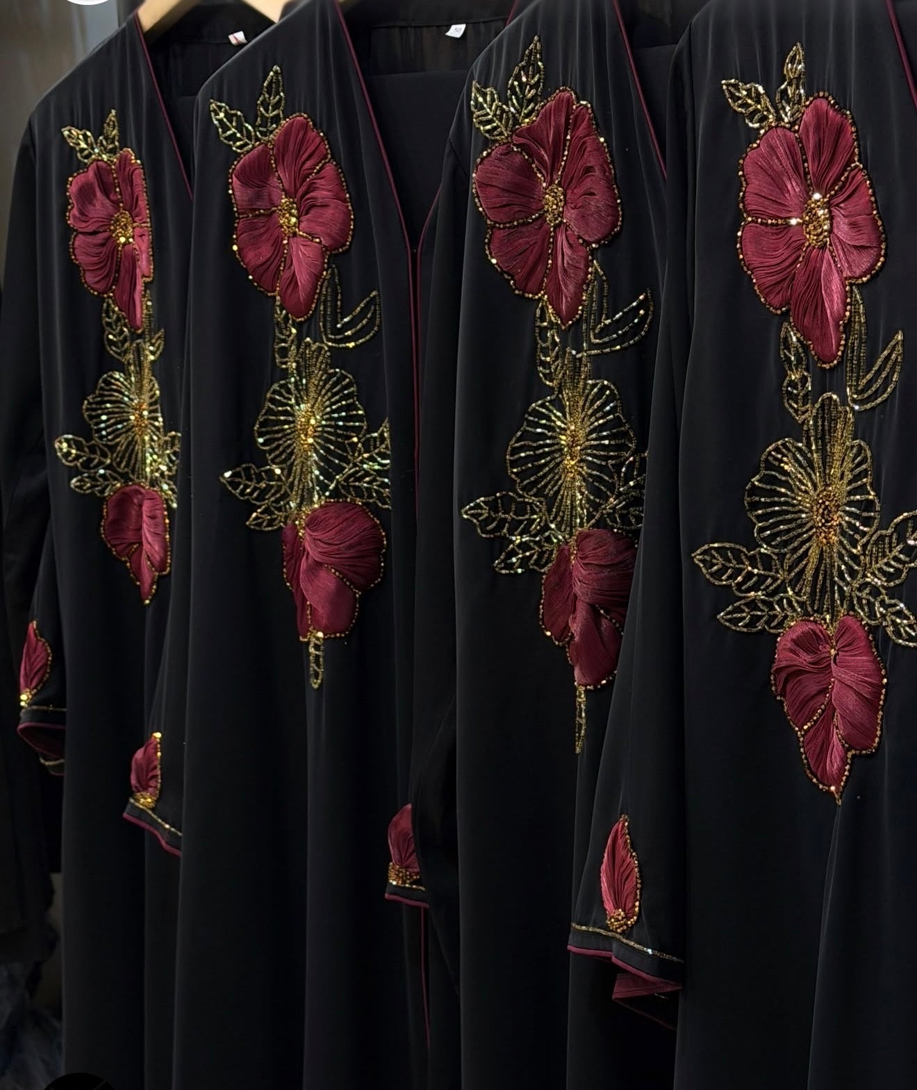 Burgundy Bloom Abaya