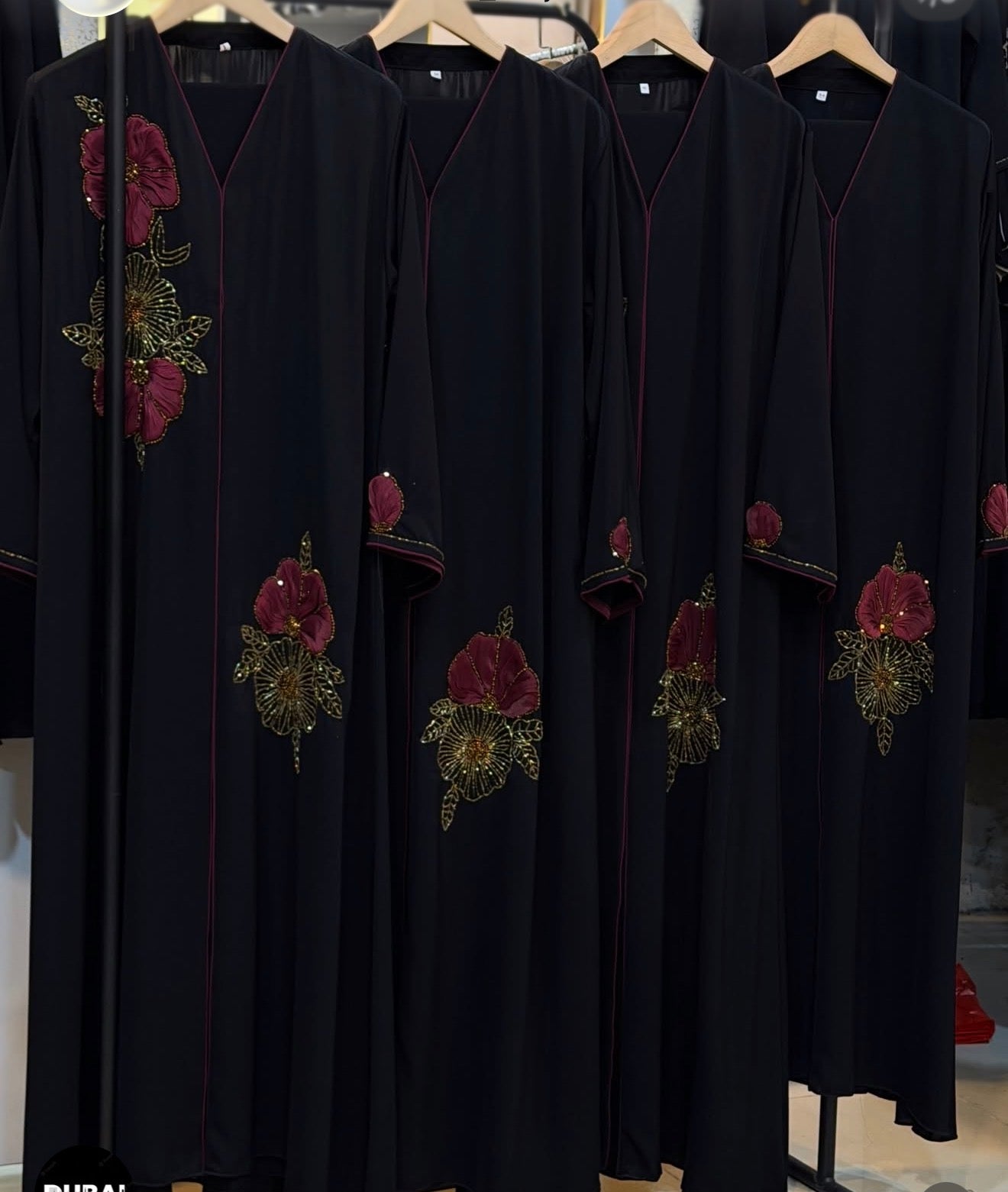 Burgundy Bloom Abaya
