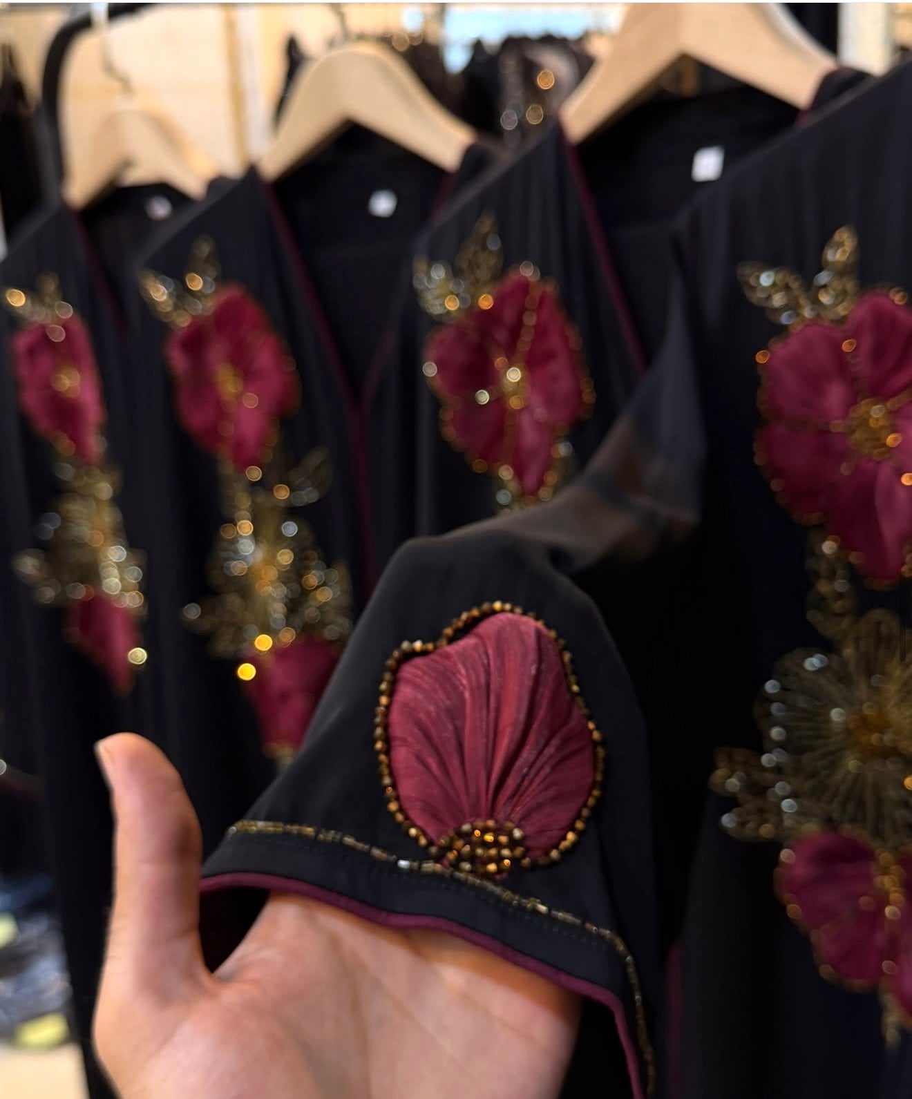 Burgundy Bloom Abaya