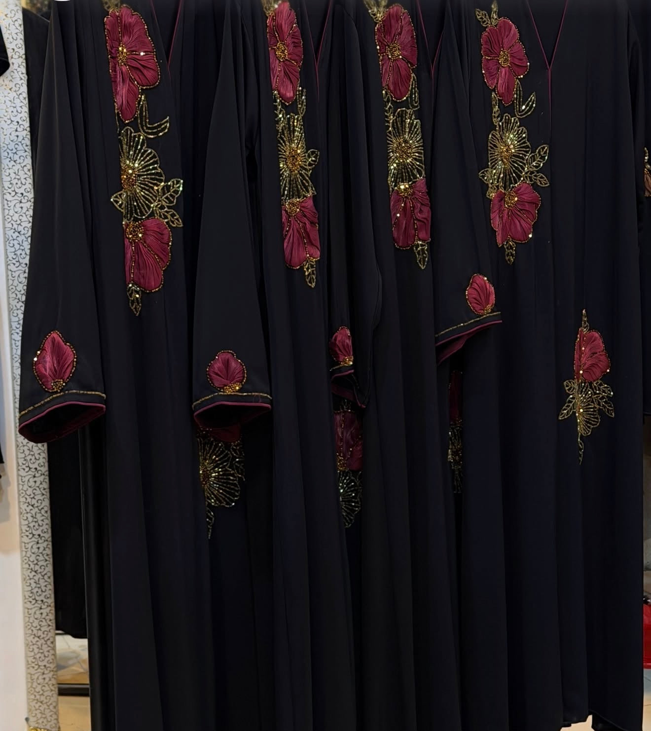 Burgundy Bloom Abaya