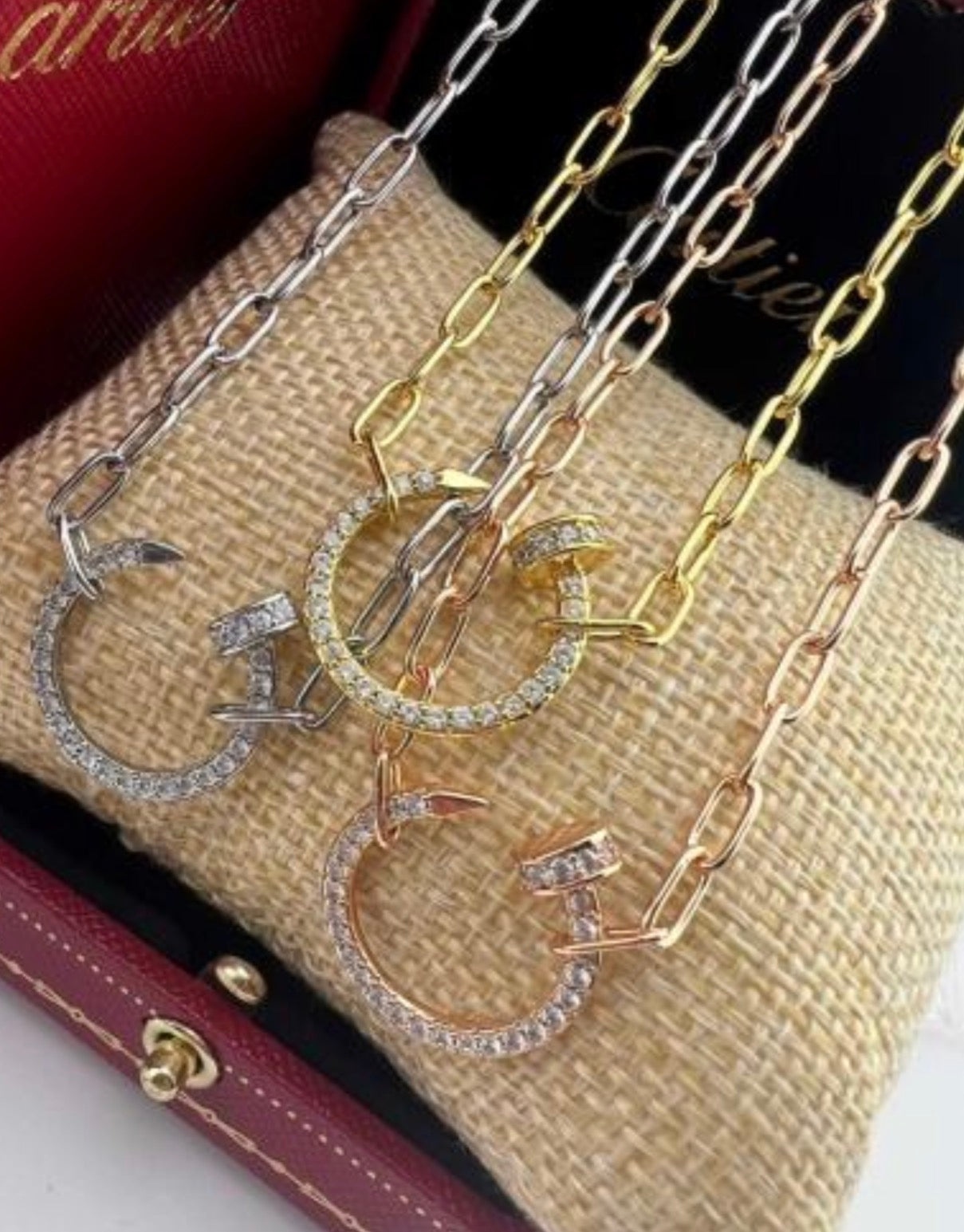 Diamond nail necklace