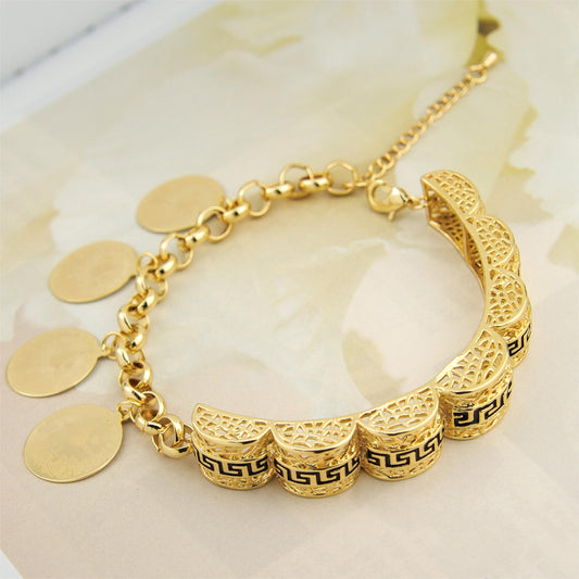 Special Design Hollowed Out Bracelet Women Charm Bracelets Adjustable Jewelry Brass 21k Gold Bracelet