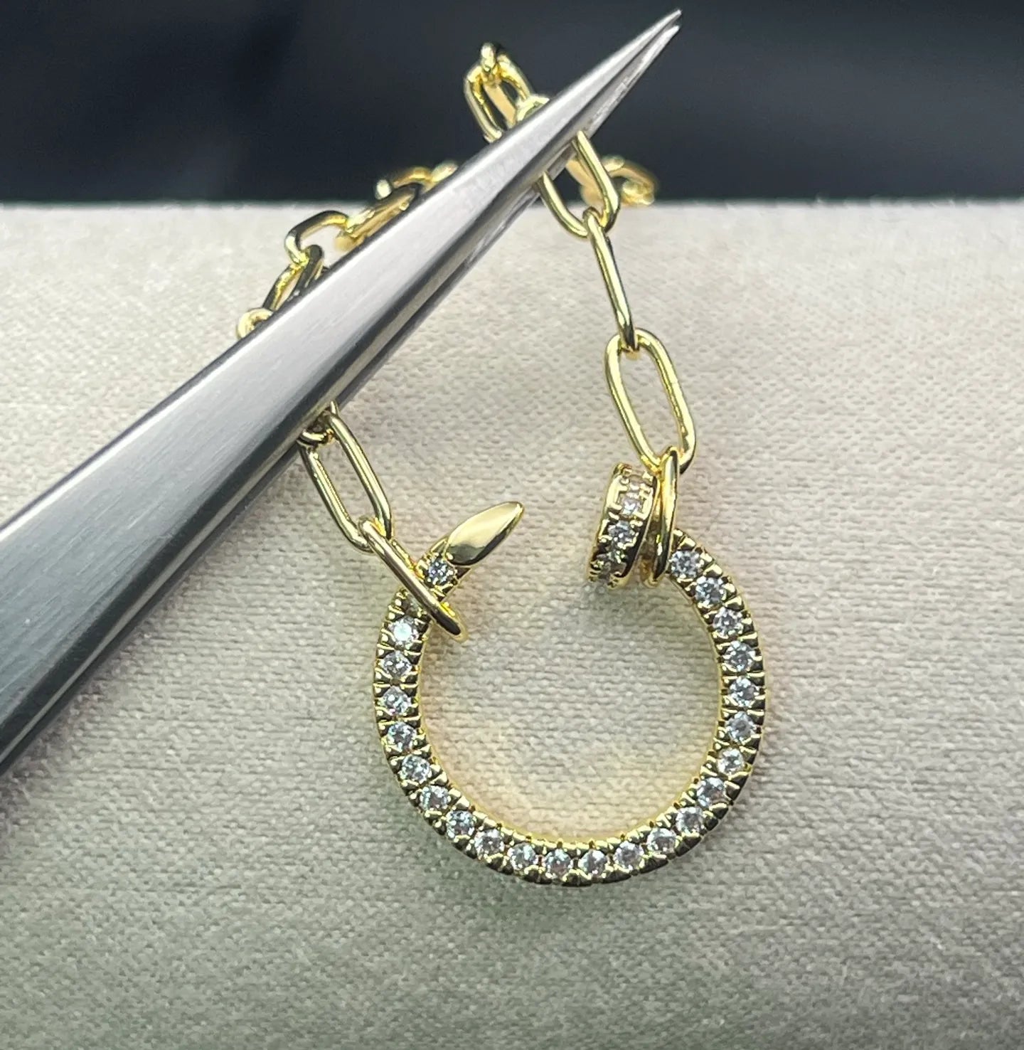 Diamond nail necklace