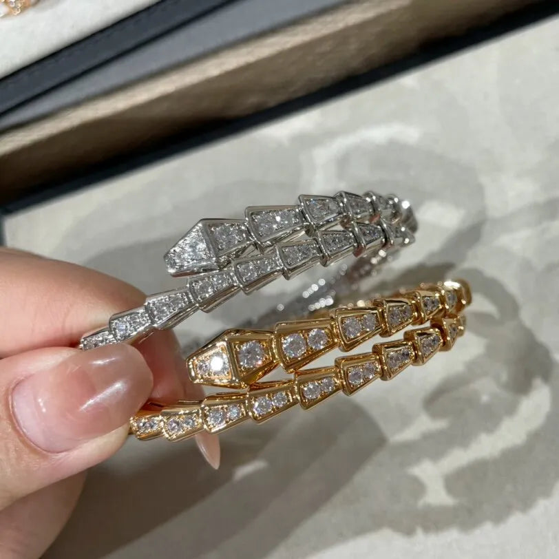 Snake Bracelet with Simulated Diamonds