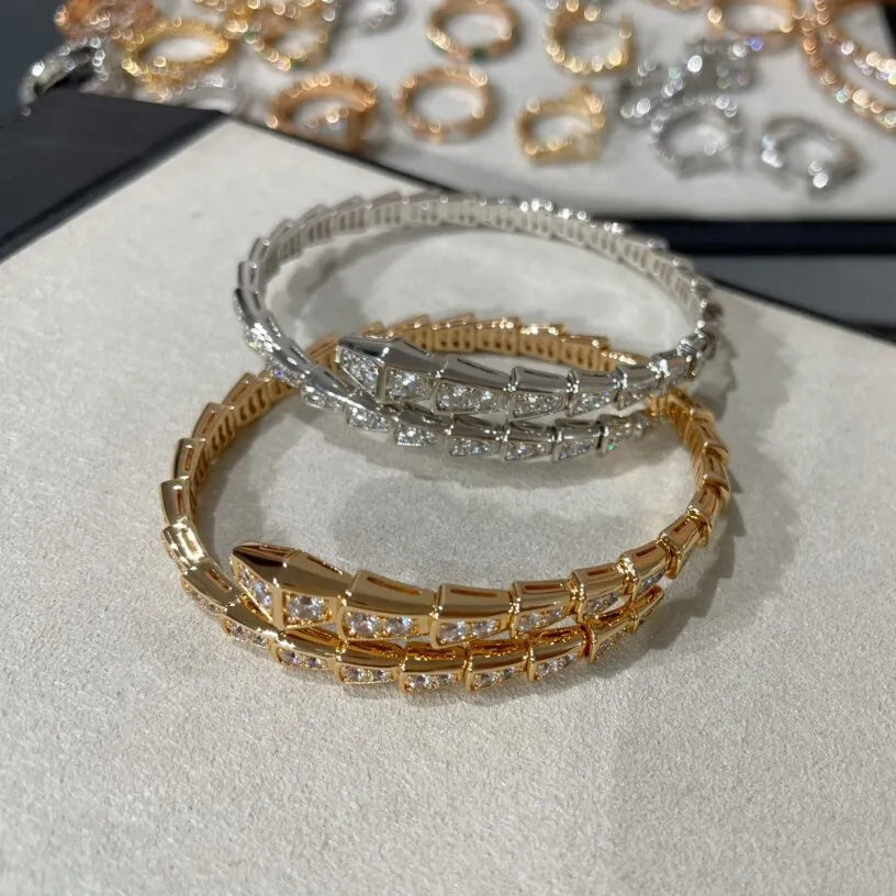 Snake Bracelet with Simulated Diamonds