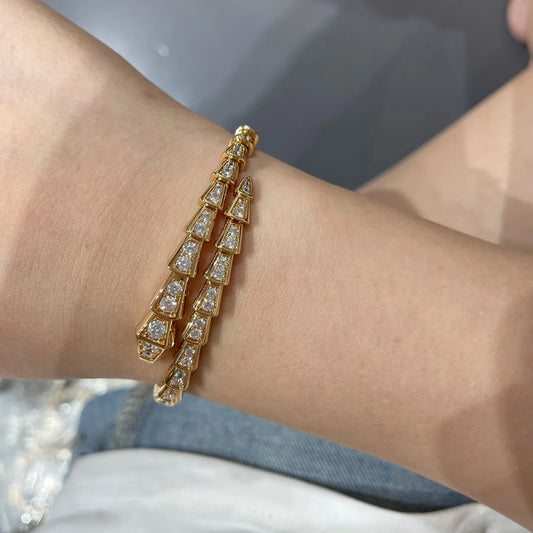 Snake Bracelet with Simulated Diamonds