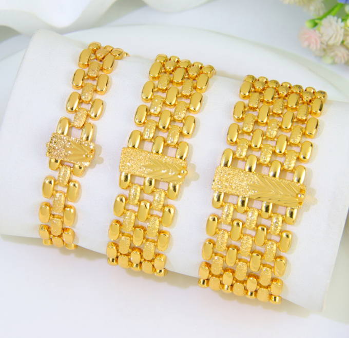 Special Design Multi Layer 21k Gold Plated Bracelets Hip Hop Style Brass Elegant Bracelet for Women