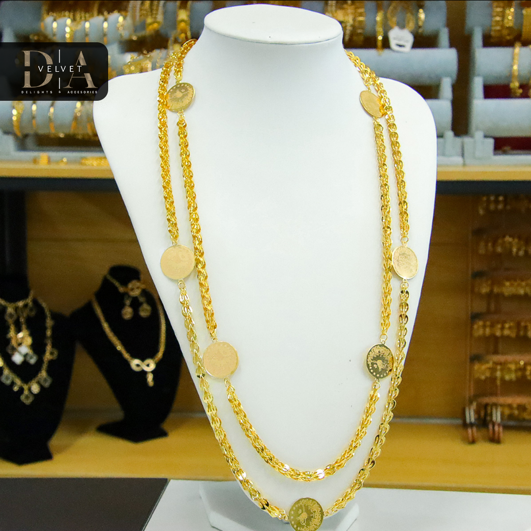 Jewelry Coin Pendant Necklace Brass Gold Plated Layered Stacked Necklaces for Women