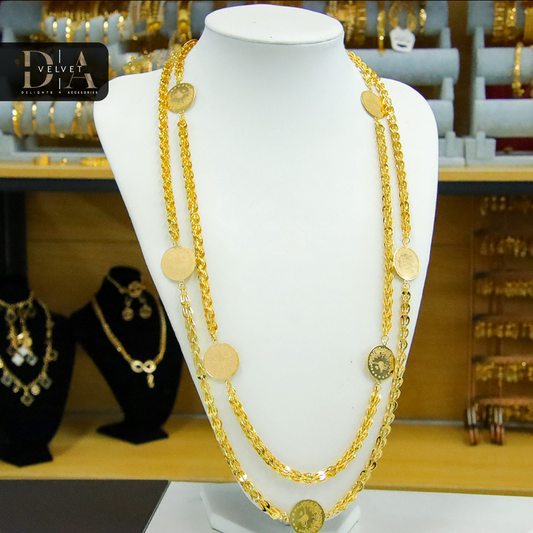 Jewelry Coin Pendant Necklace Brass Gold Plated Layered Stacked Necklaces for Women