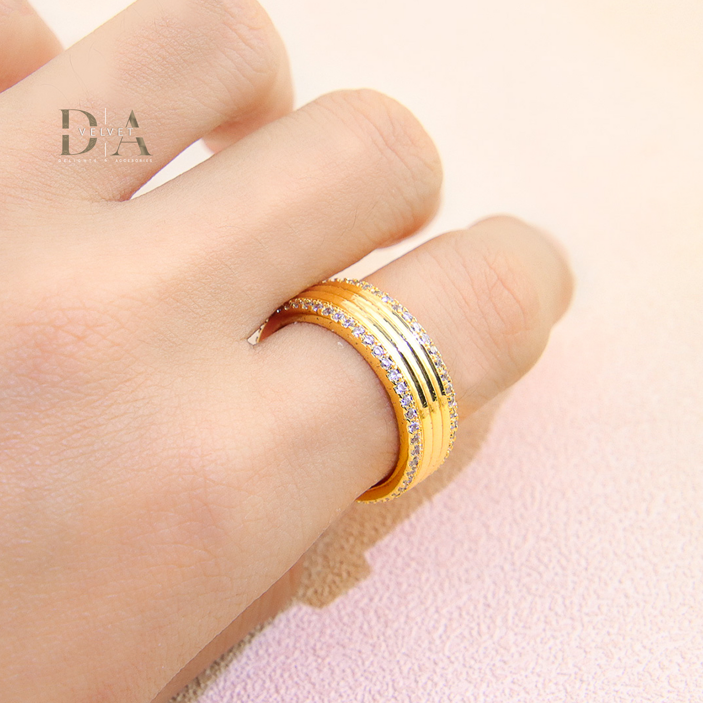 Middle East Style Sample Engagement Rings Brass 21K Cubic Zirconia Gold Plated