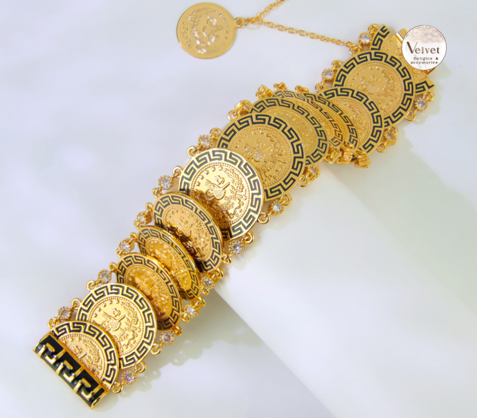 21k Gold Arabic Coins Bracelet
