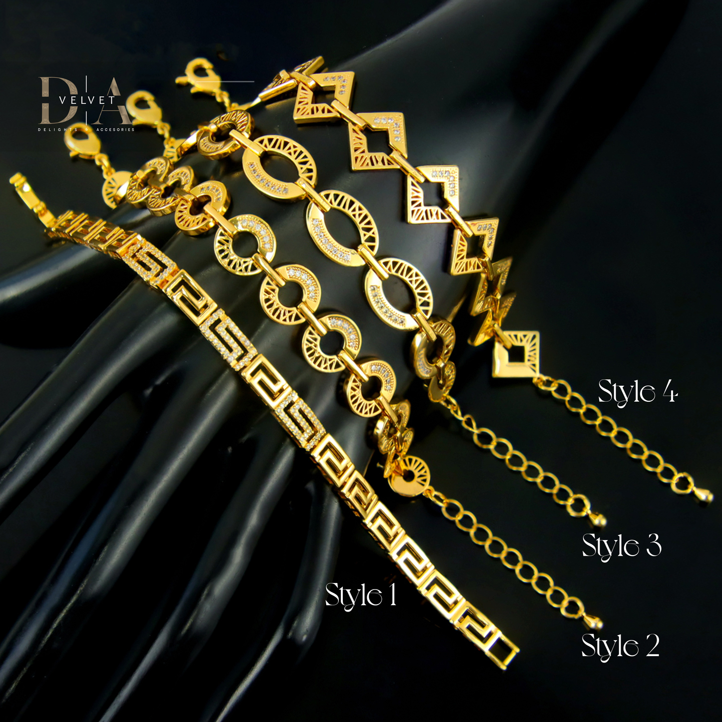 Elegant Lady Italian Charm Bracelets 21K Gold Plated