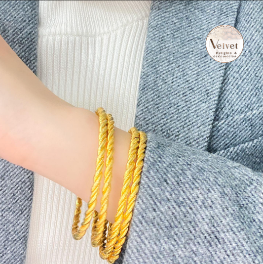 Set of 4 Spiral Bracelet Gold Plated 21k