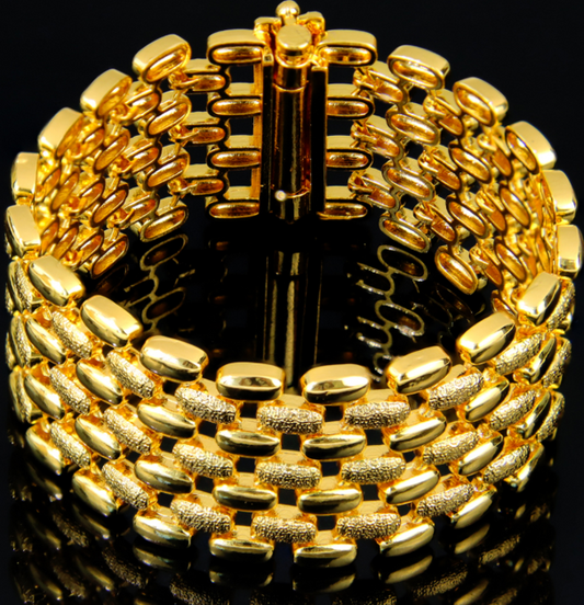 Special Design Multi Layer 21k Gold Plated Bracelets Hip Hop Style Brass Elegant Bracelet for Women