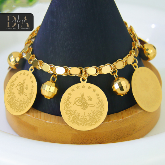 Gold Plated Coin Bracelets  Dubai Style Pendant Charm Bracelets for Women