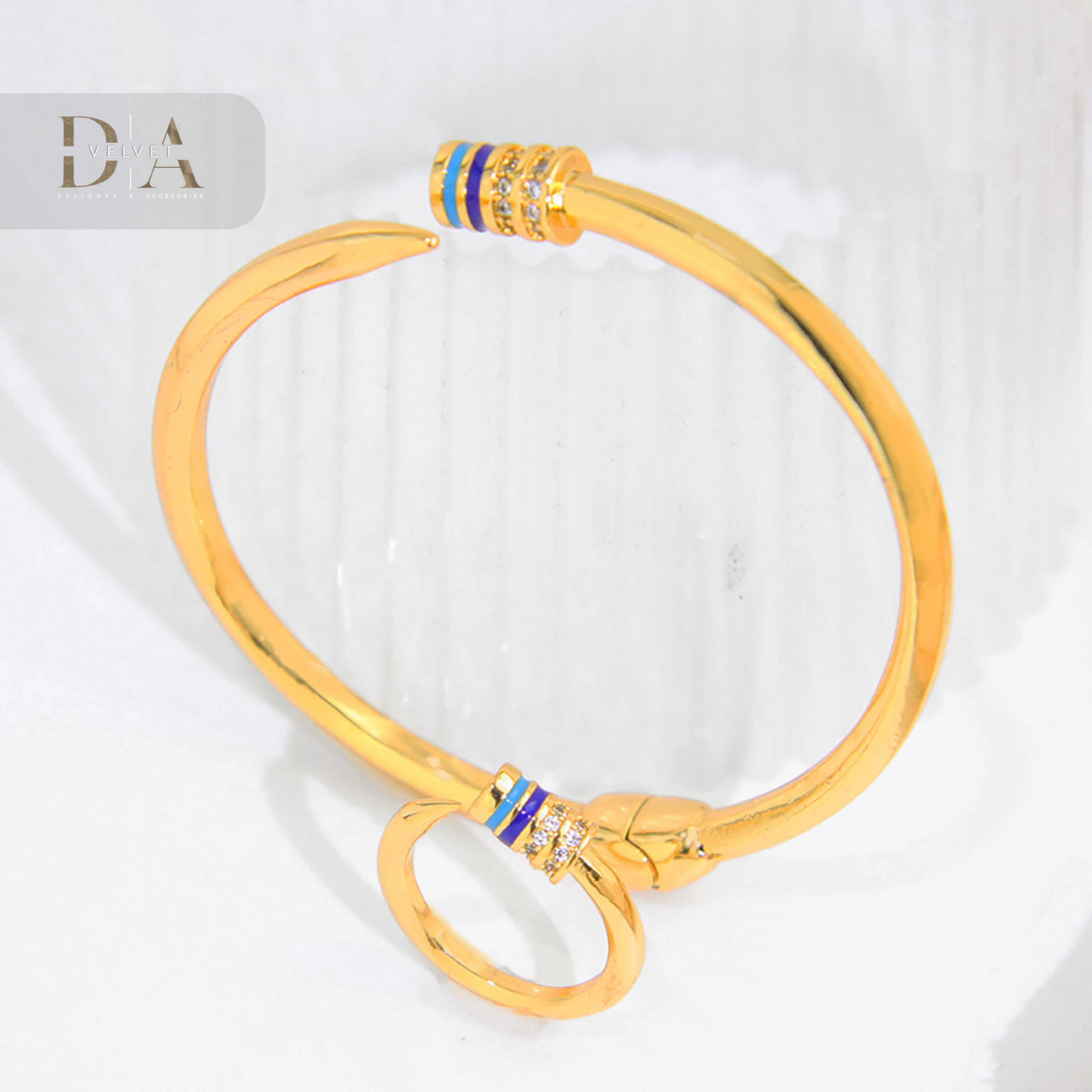 Open Bangle Nail Bracelet Bangle Ajustable Ring Set